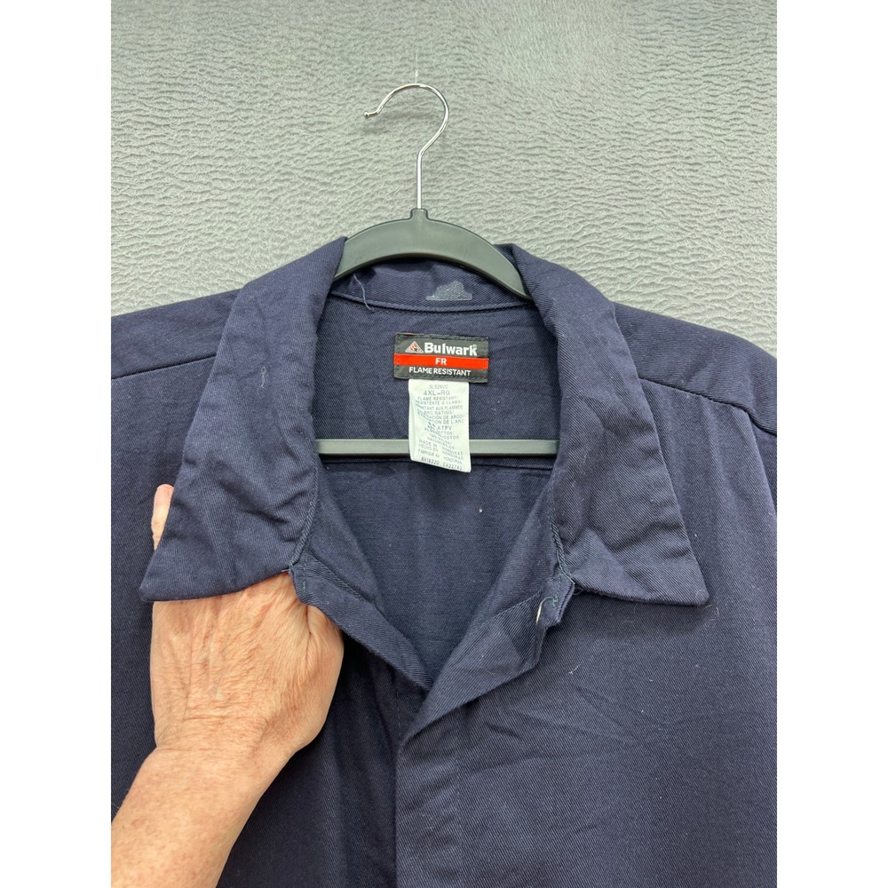 Bulwark FR Flame Resistant Work Shirt Navy Blue Mens 4XL-RG SLS2NV0 CAT 2 2112 - Picture 2 of 13